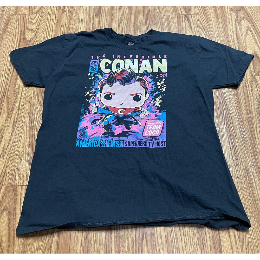#K01 MEN XL incredible conan FUNKO POP TEE BLACK SHORT SLEEVE SHIRT